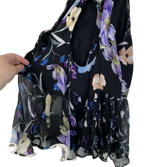 3.1 Phillip Lim 100% Silk Floral Sleeveless Button Front Ruffled Open Back Top 6 - Picture 9 of 12